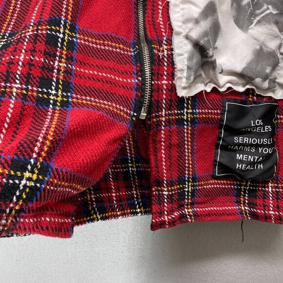 mnml Jacket Womens Large Red Plaid Shacket Punk Goth Zippers - Picture 7 of 16